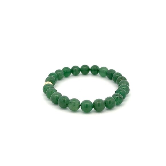 Natural Aventurine Gemstones 6mm Stretchable Bracelet 18k Gold Bead Charm - Picture 2 of 4